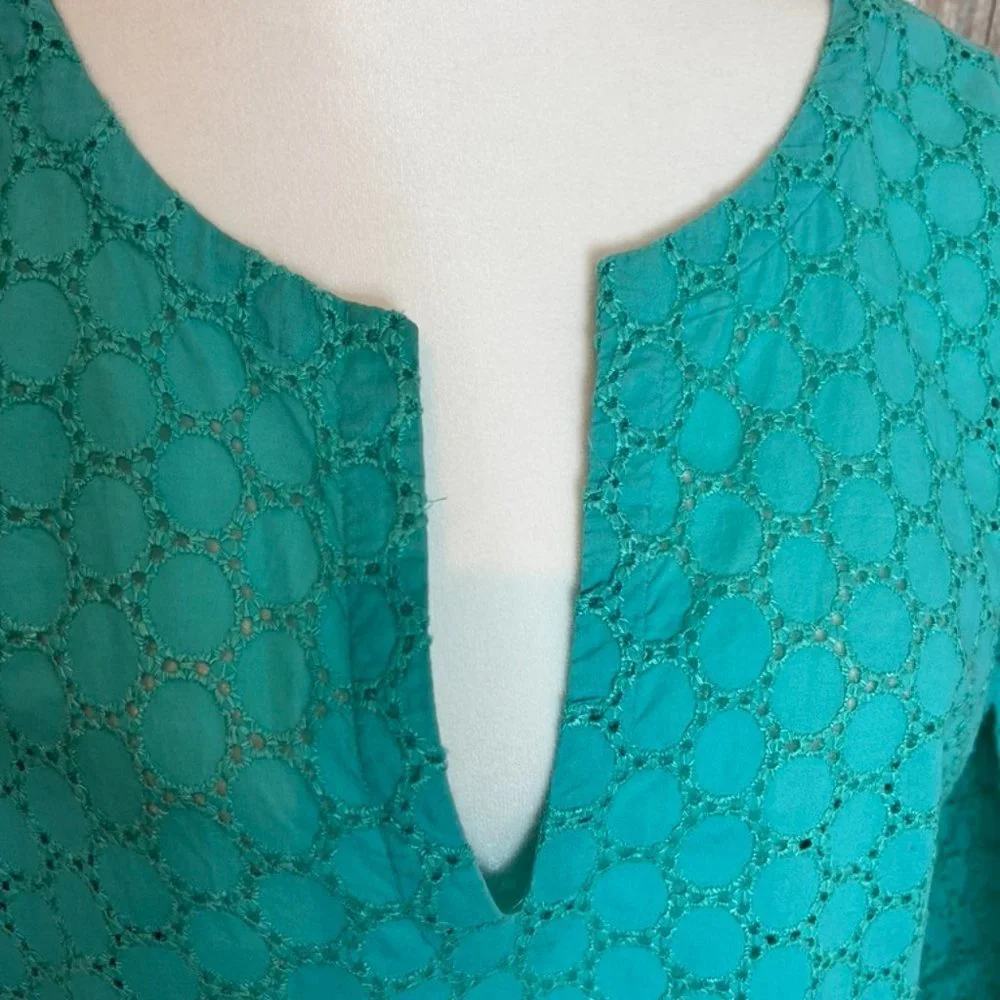 Talbots Teal Eyelet Swim Cover-Up Tunic - Picture 3 of 5